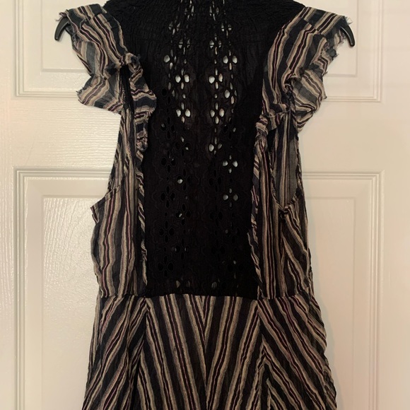 Free People One Caraway Stripe Maxi Dress Black Purple Cream Eyelet Lace Size M - Picture 13 of 16